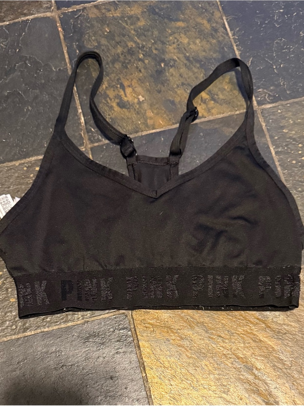 PINK Victoria's Secret Black Seamless Logo Bralette